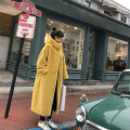 [EAM] Loose Fit Blue Big Size Warm Long Fake Fur Jacket New Hooded Long Sleeve Women Coat Fashion Tide Autumn Winter 2021 1DC957