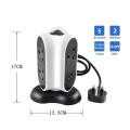 Multiple Power Strip Surge Protector Vertical Extension Lead 5 Way UK Plug Electric Outlets Tower Socket USB 9ft Cord