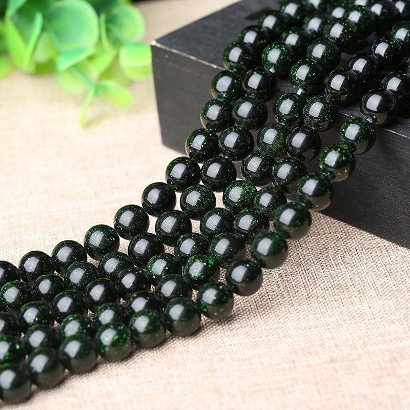 Natural Stone Beads Dark Green Sandstone Round Beads for Jewelry Making DIY Bracelet 4-12mm 15inch Mineral Bead Accessorries