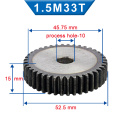 1 Piece 1.5M Spur Gear 32/33/34/35 Teeth 10 mm Process Hole Gear Wheel Low Carbon Steel Material Flat Gear Total Height 15 mm
