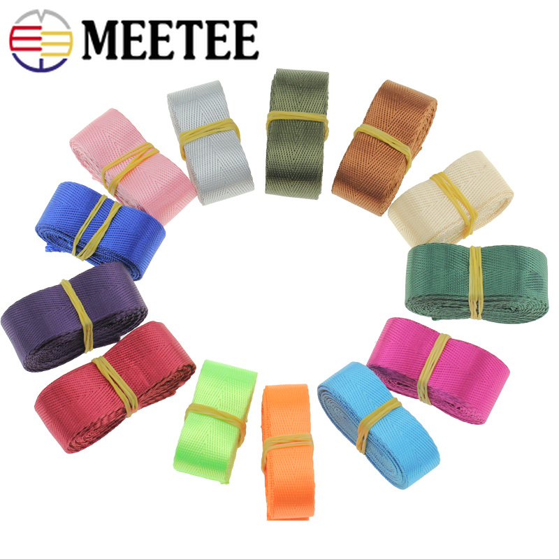 Meetee 5meters 25mm Thick Nylon Webbing DIY Backpack Straps Car Seat Belt Sewing Accessories Smooth Silk Polyester Lace Ribbon