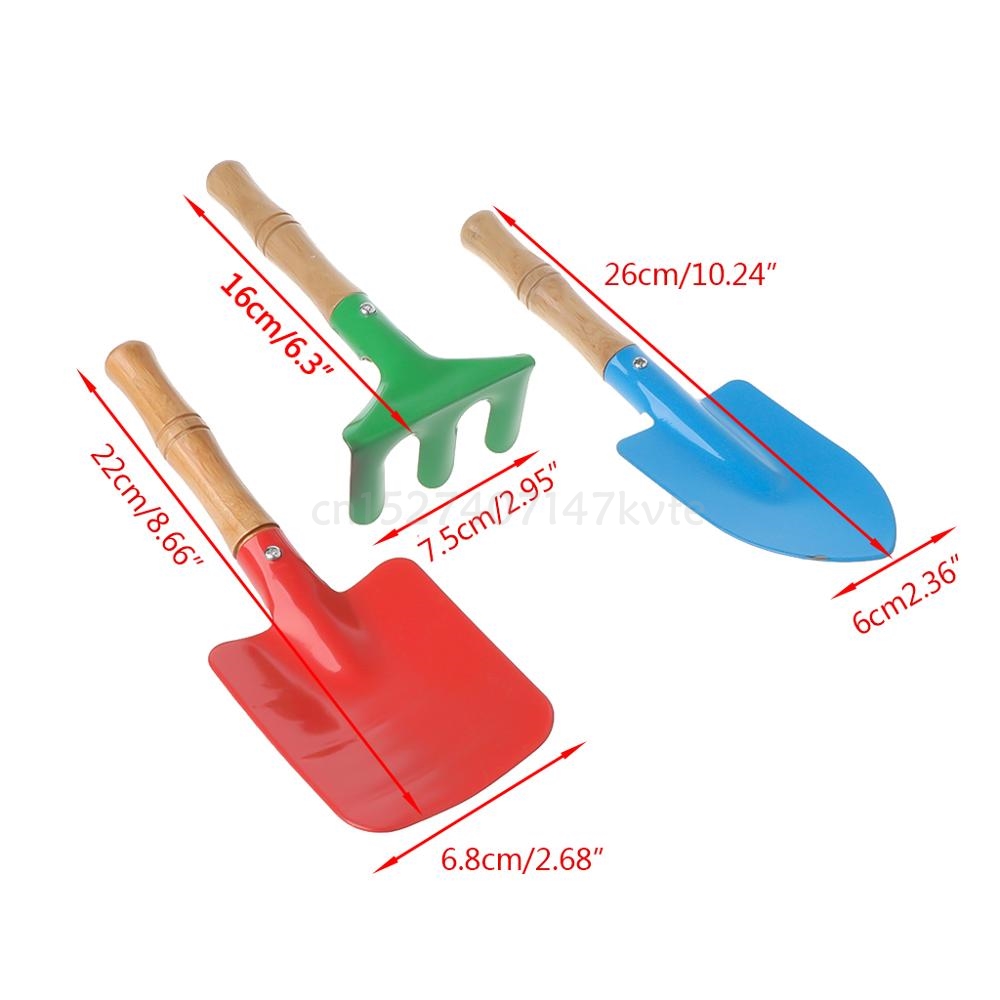 3Pcs Kid Children Mini Garden Tools Set Trowel Rake Shovel Home Garden Beach Toy