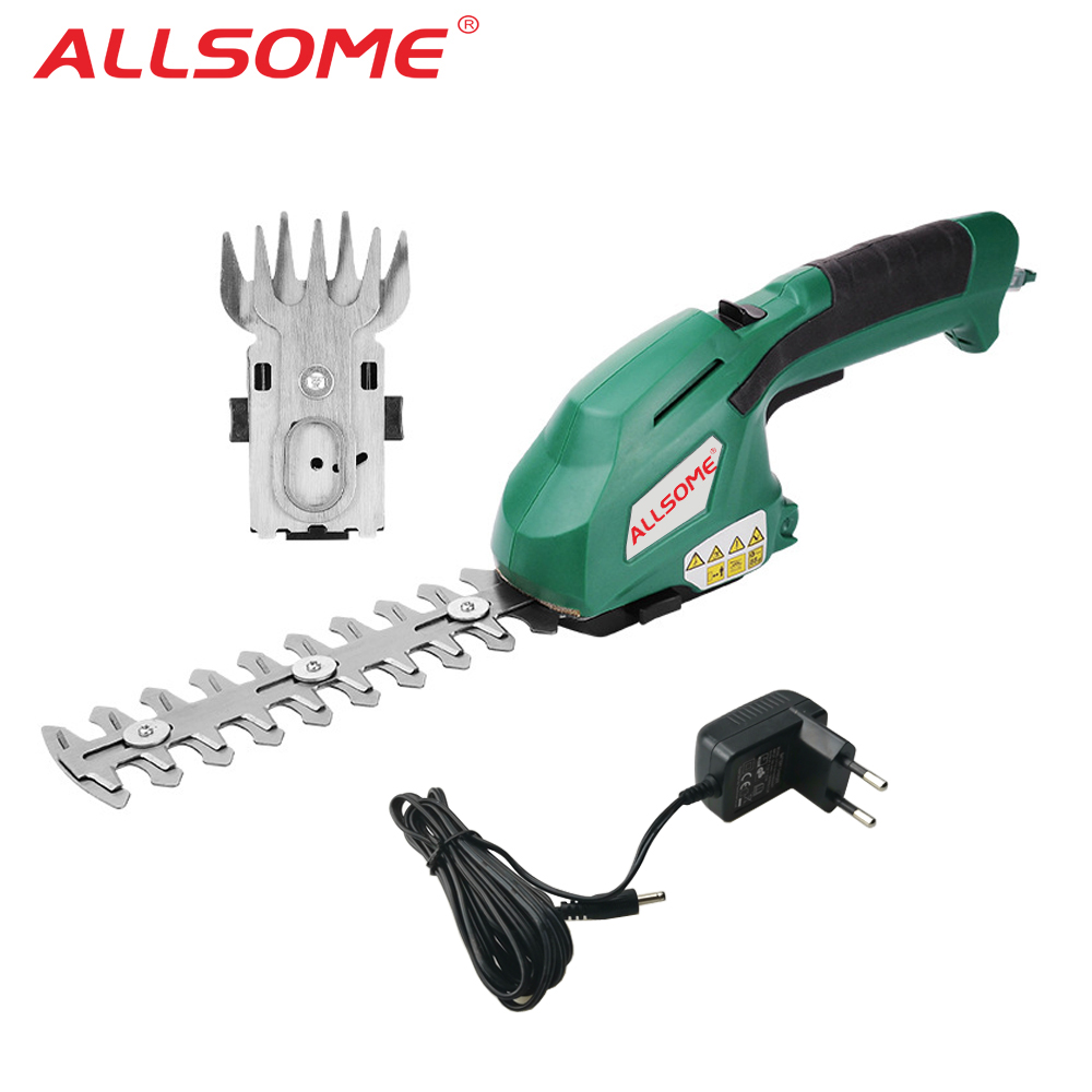 ALLSOME Electric Hedge Trimmer 2 in 1 7.2V Cordless Household Trimmer Rechargeable Weeding Shear Pruning Mower HT2668