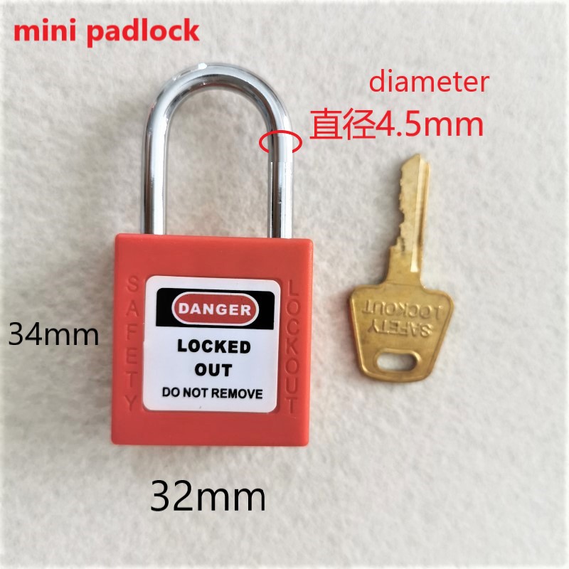 mini small security padlock Plastic Shackle safety padlock ,Nylon non conductive safety padlock steel shackle padlock