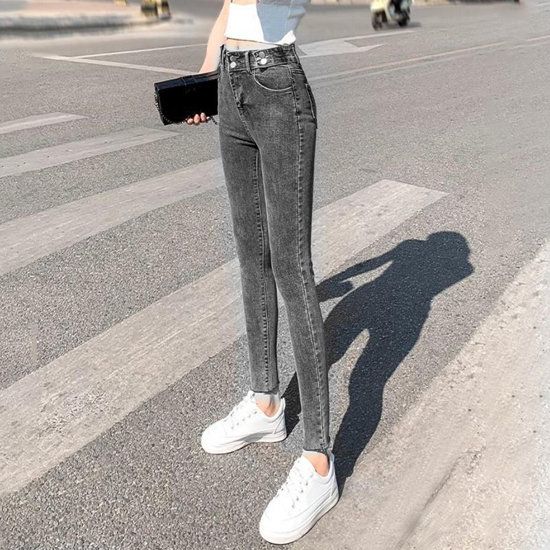 Korean High waist jeans women casual Skinny Pencil pants basic Stretch Denim Ankle Length Pants slim Butt Lifting jeans