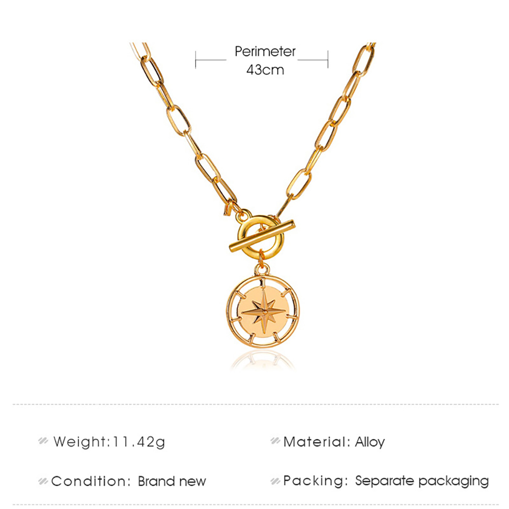 Punk style personalized Button Necklace hip hop thick chain star awn neck chain high street fashion men's and women's