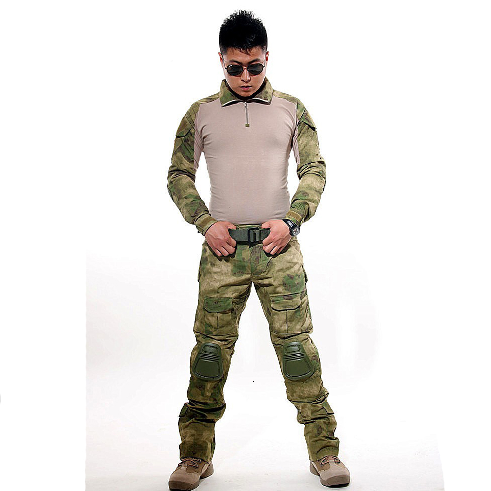 Tactical BDU Camouflage Military Uniform Clothes Suit Men US Army clothes Airsoft Hunting Combat Shirt + Cargo Pants Knee Pads
