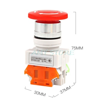 Stop Switch Push Button Mushroom Emergency Stop Rotary PushButton NO+NC 660V 10A LAY37-11ZS 22mm Mounting
