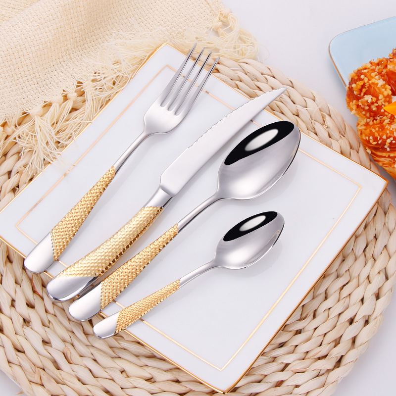 304 Stainless Steel Table knife Fork Spoon Tea spoon Creative Tableware Thickened Handle Banquet Restaurant Dinner Qualities