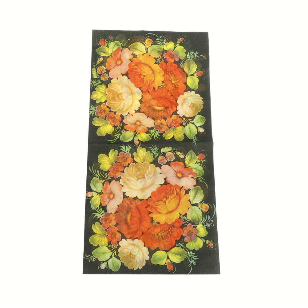 20pcs/lot 33*33cm Floral Flower Paper Napkins Event & Party Tissue Cocktail Napkins Decoration Serviettes