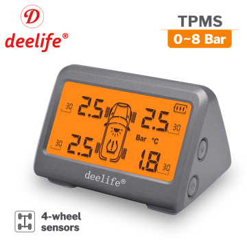 Deelife TPMS Tire Pressure Monitoring Sensor External Internal Gauge Manometer for Tyre Car 4 Wheels Solar TMPS System