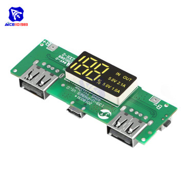 LED Dual USB 5V 2.1A Micro USB Input Power Bank 18650 Battery Charger Board Overcharge Overdischarge Short Circuit Protection