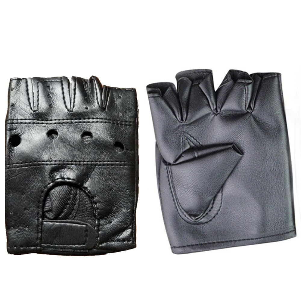 Pu Leather Black Gloves Driving Motorcycle Biker Fingerless Gloves Men Women Gloves New High Quality