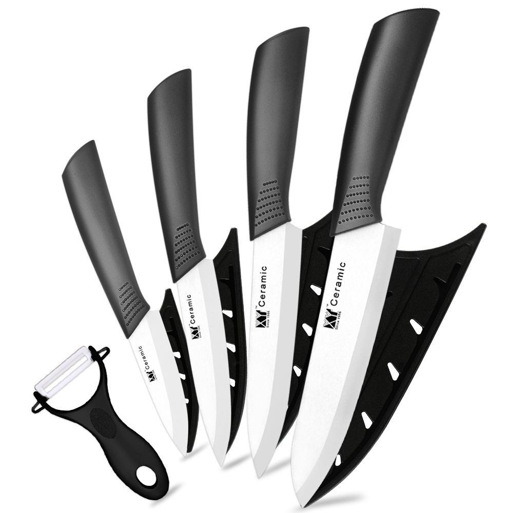 XYj Kitchen Knives Ceramic Knife 3" 4" 5" 6" Zirconia Japanese Knife Peeler Black White Paring Fruit Ceramic Cooking Knives Set