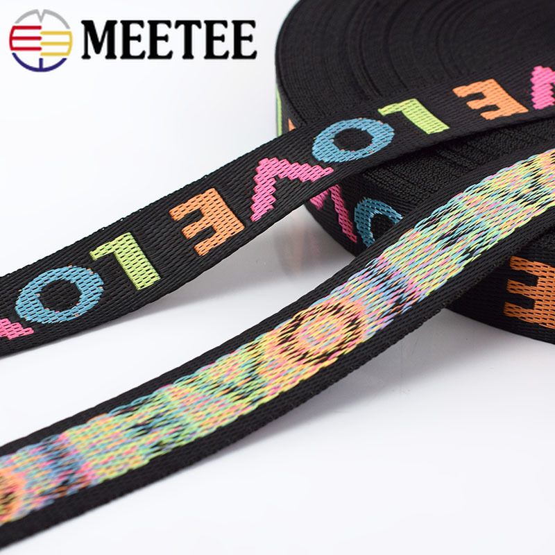 Meetee 24yards 25/38mm Nylon Jacquard Webbing Tape LOVE Lace Ribbon DIY Bag Shoulder Strap Garment Decoration Sewing Accessories