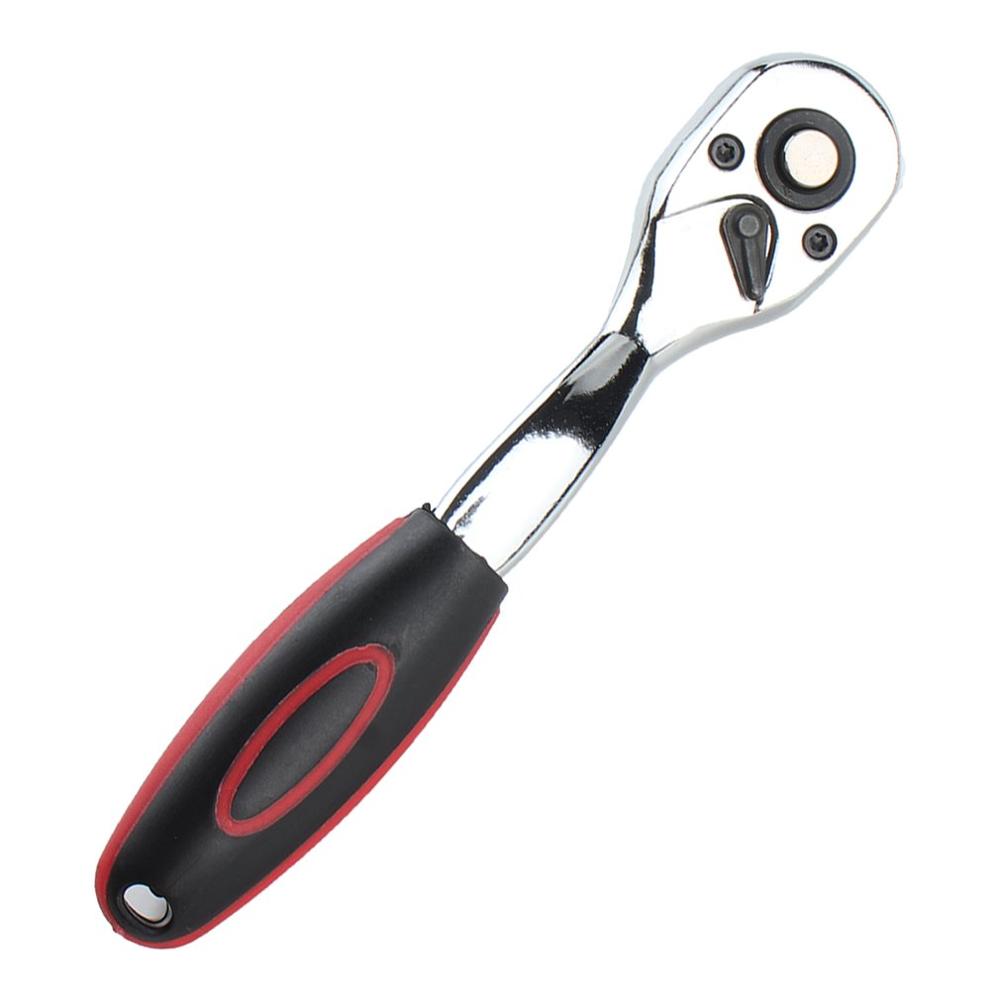 NewProfessional 1/4" Ratchet Wrench Quick Release Single-end Chrome Steel Wrench Plastic Handle Repairing Tool