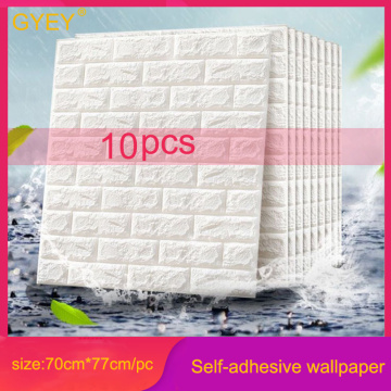 10PCS Self adhesive Waterproof TV Background Brick Wallpapers 3D Wall Sticker Living Room Wallpaper Mural Bedroom Decorative