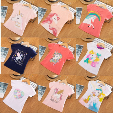 Unisex Baby Summer T Shirt Unicorn Printed Rainbow Tops Tees Kids Children Casual Clothing Comfy T-shirt For Girls Boys Shirts