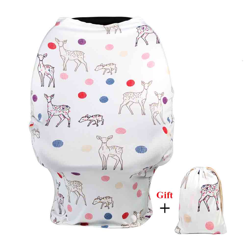 Cartoon Printed Nursing Cover Baby Shopping Chart Multi function Breastfeeding Covers Newborn Baby Car Seat Cover
