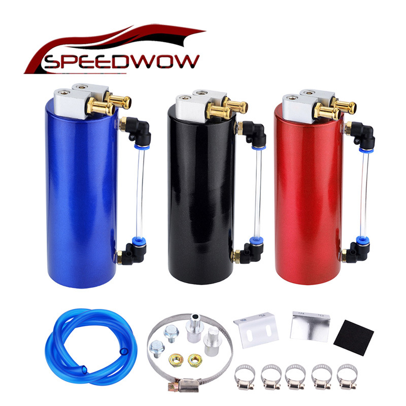 SPEEDWOW Universal 450ml Aluminum Racing Oil Catch Tank Can Round Can Reservoir Turbo Oil Catch Can Fuel Catch Tank