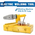 New 220V 8Pcs Automatic Electric Welding Tool Heating PPR PE PP Tube Welded Pipe Welding Machine+ Heads+ Stand+Box Yellow