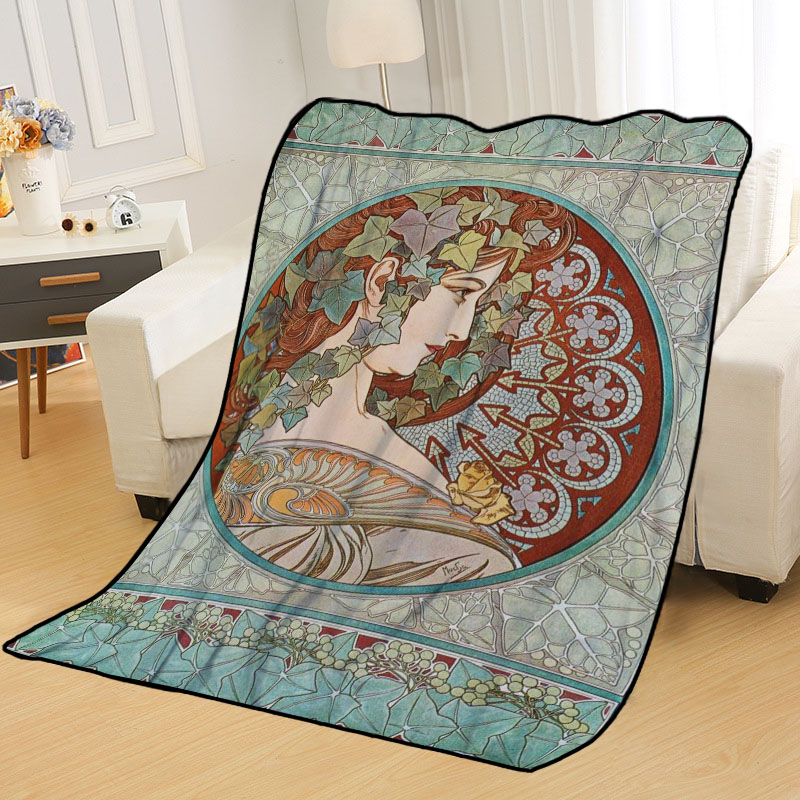 Custom Alphonse Mucha Blankets for beds throw blanket soft blanket summer blanket anime blanket travel blanket