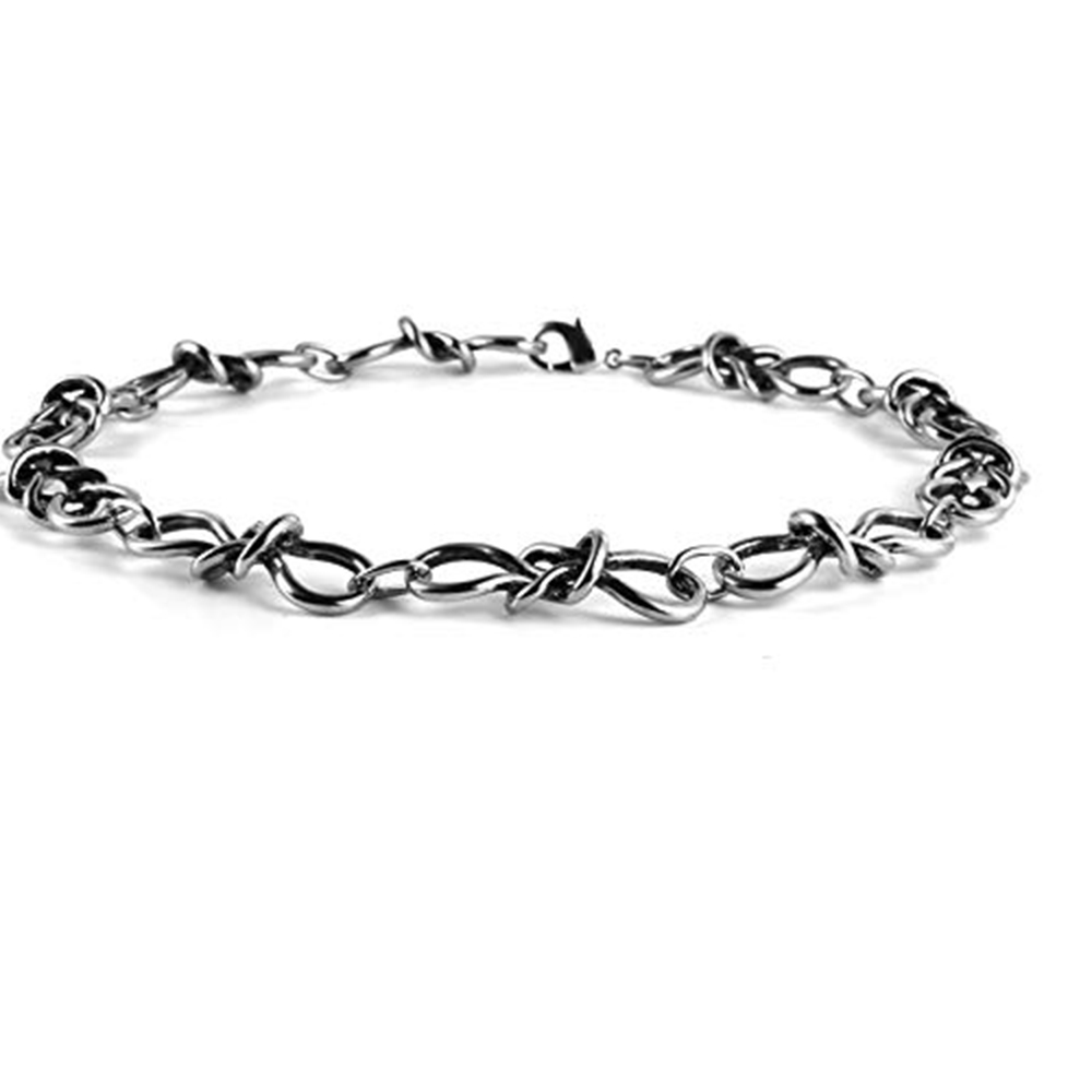 HZMAN Men's Punk Gothic Alloy Barbed Wire Necklace 20 Inch