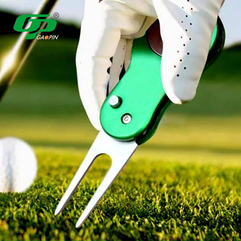 Best-Selling Custom Zinc Alloy Switchblade Divot Tool with Pop-up Ball Marker Button Portable Golf Repair Tool Gift Sport4