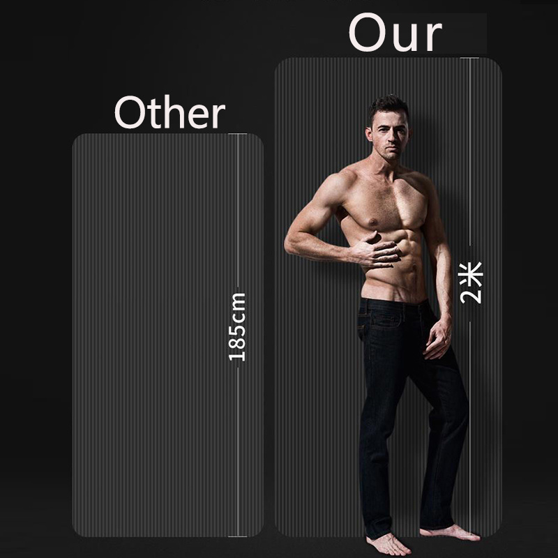 200cm*90cm fitness black large rubber yoga mat Men flooring non slip exercise mat pad 15MM thick gym gymnastic mat