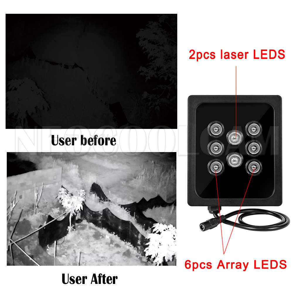 NEOCoolcam 8pcs Array LEDS laser IR illuminator 850nm infrared IR Light Outdoor CCTV Fill Light Night Vision for CCTV Camera