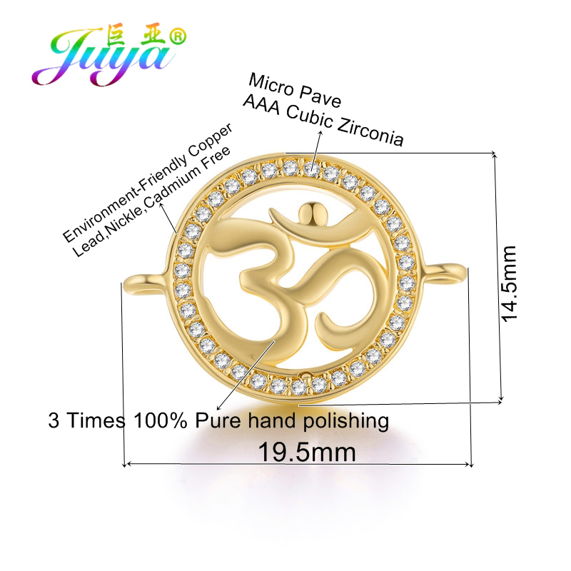 Juya DIY Jewelry Findings Handicraft OM Charm Connector Accessories For Women Men Jewelry Bracelet Necklace Earrings Making