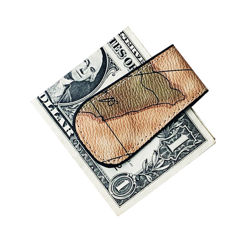 KUDIAN BEAR Magnetic Money Clip Wallet Men Mini PU Leather Map Pattern Women Money Holder For Cash Designer Carteira BIH130 PM49