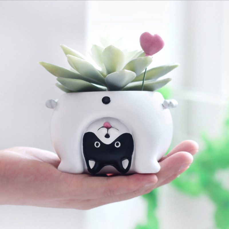 1pc Upside Down Animal Resin Planters for Succulents Kawaii Cute Mini Flower Pots for Desktop Bonsai Home Garden Decoration