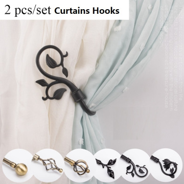 2pcs/set Curtain Tieback Holder Hooks Tie Backs Bedroom Living Room Curtain Decoration Accessories Holdback Metal Curtain Hook