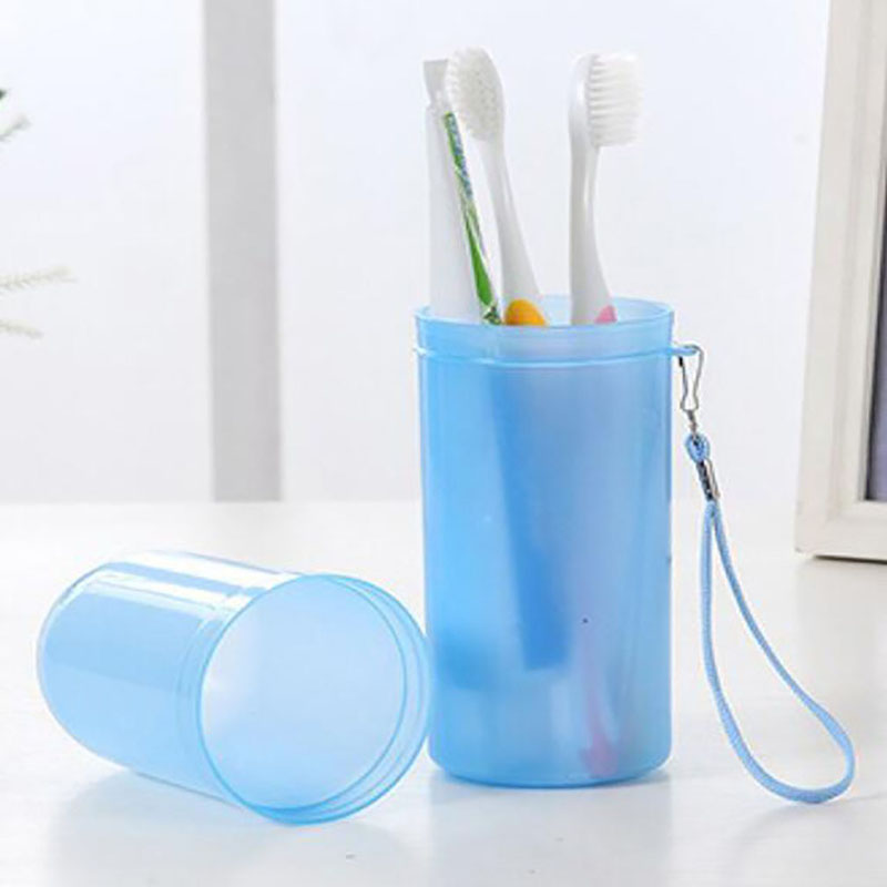 New Translucent Cup Candy Color Toothpaste Tooth Brush Wash Cup Bathroom Storage Accessories Portable Travel Set With Lid