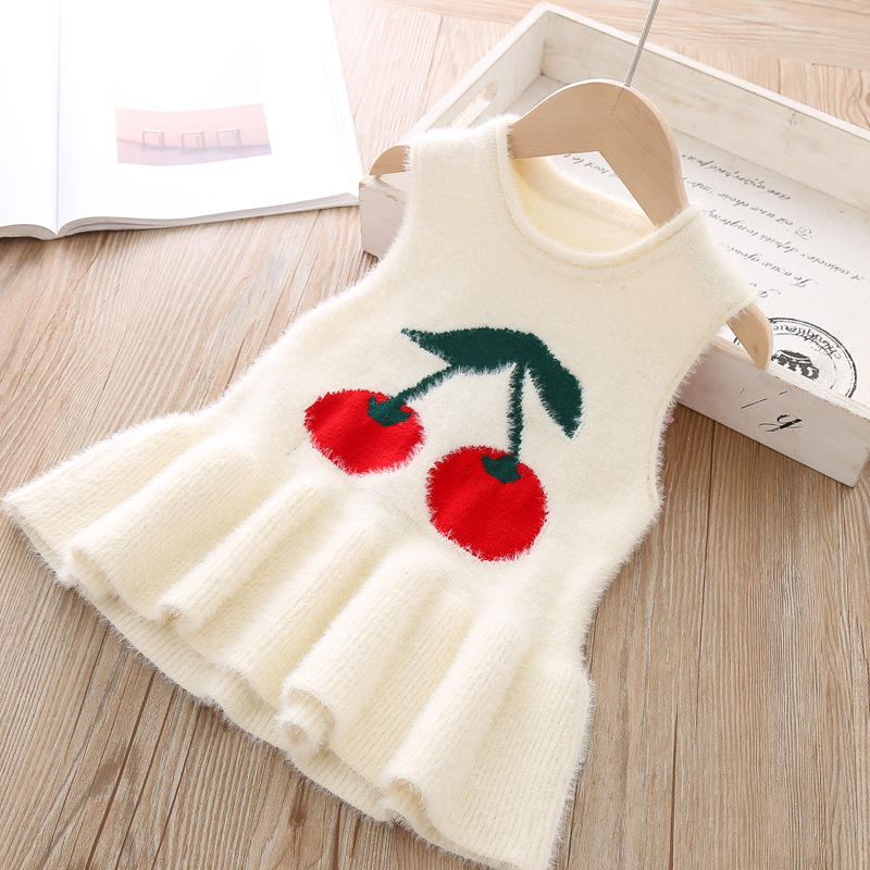 Winter Autumn Baby Girls Dress Vest Waistcoat Sweater For Girl Cute Knitted Wear Clothes Children Kids Infant Knitwear Outerwear