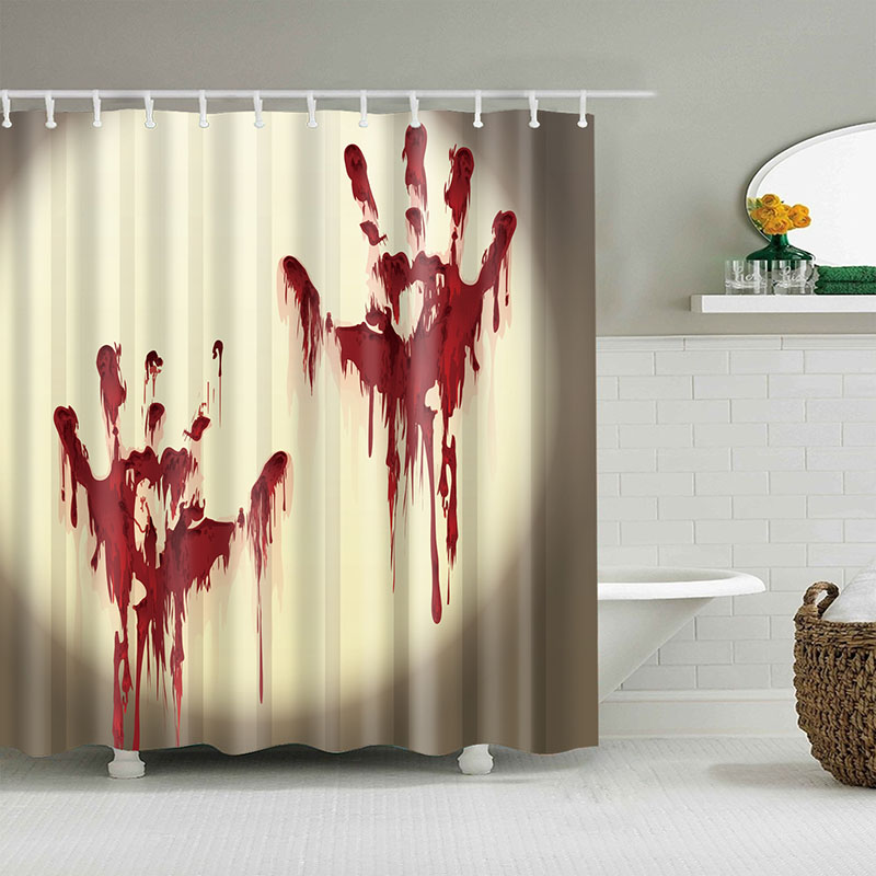 Waterproof Series Shower Curtain Orange Black Bloody Designs Shower Curtains For Bathroom Multi-size Halloween Shower Curtain