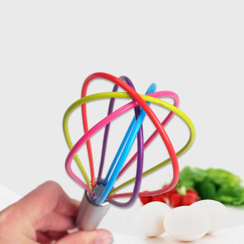 Egg Tools Egg Whisk Non Stick Safe Egg Batter Mixer Good Grips 10" Silicone Egg Whisk Rainbow Hand Mixing Egg Stiring Tools