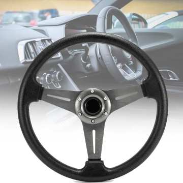 Universal 342mm PU & Aluminum Alloy Steering Wheel Car Sport Racing Steering Wheel Drifting Deep Corn Dish