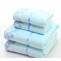 2pcs/set microfiber Elegant Embroidered towel set solid 1pc face towel and 1pc bath towel Quick Dry Towels bathroom for Adult