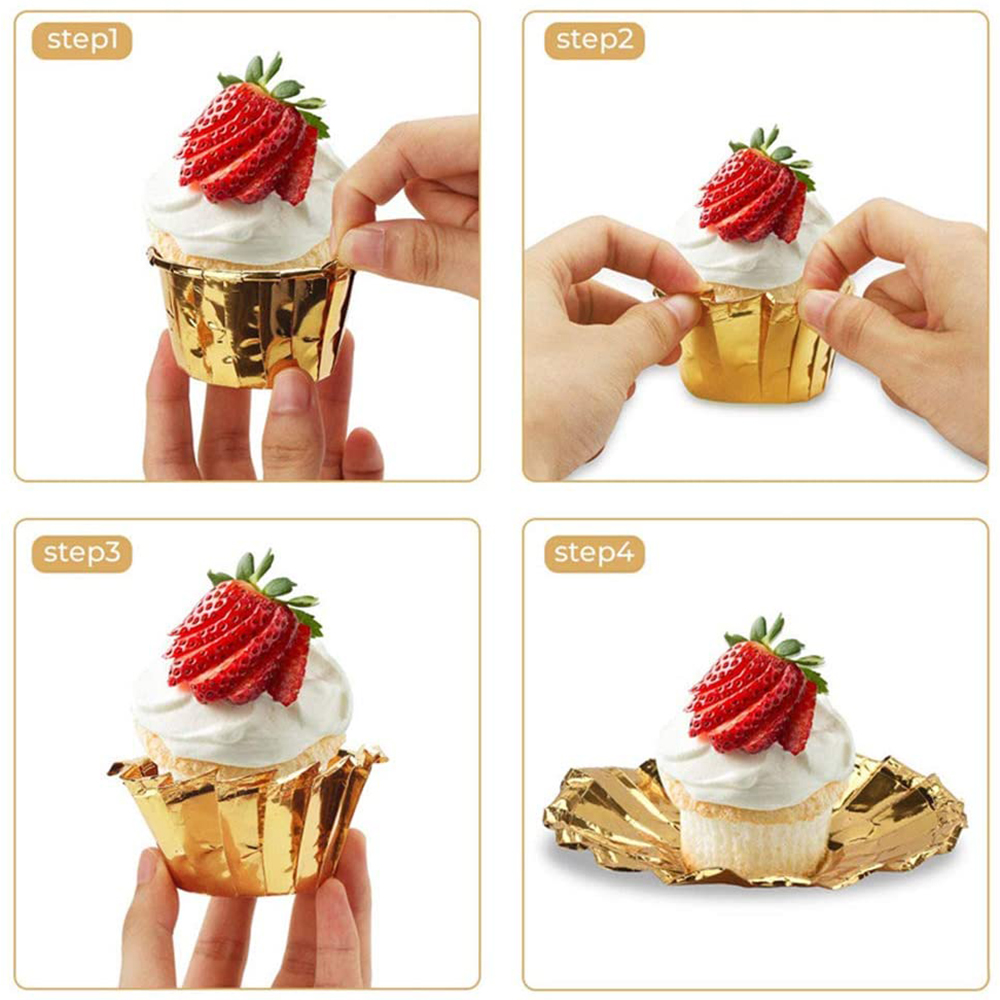 Multifunction Aluminum Foil Baking Cup Muffin Cupcake Ice Cream Paper Cup Wrapper Paper Oilproof Liner Dessert Baking Cups