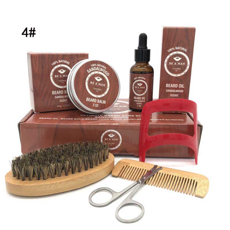 Man Beard Care kit With Scissor,Comb,Brush,Beard Oil,Styling Shaping Mustache Hair Growth Beard Styling Beard Care tool