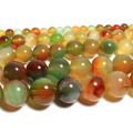 15"Strand Natural Stone Beads Smooth Flower Green Striped Agates Round Loose Beads For Jewelry Making Necklace Bracelet 4-12mm