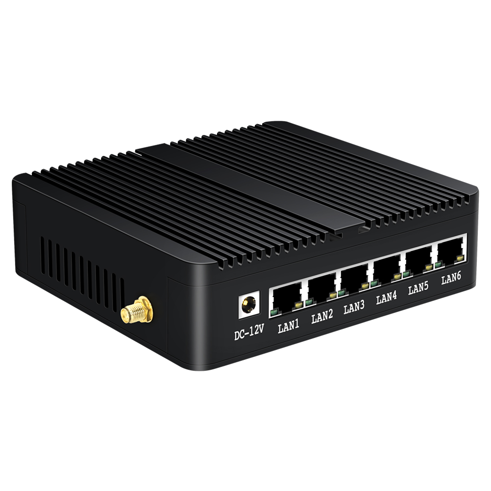 Firewall Mini PC Intel Celeron J1900 6 LAN Intel 211AT Gigabit Ethernet RJ45 Console 2*USB HDMI WiFi Run Pfsense Windows Linux