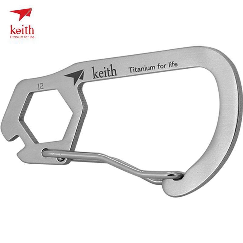 Keith Titanium Carabiner High Strength Hooks EDC Tools Multi-function With Bicycle Steel Wire Bayonet 8/10/12 Allen Wrench
