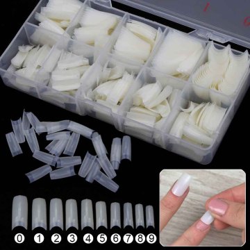 500pcs Fake Nails Tips Nail Capsule Artificial Fingernails French Manicure Acrylic False Nails Nail Polish Tips Nail Art False