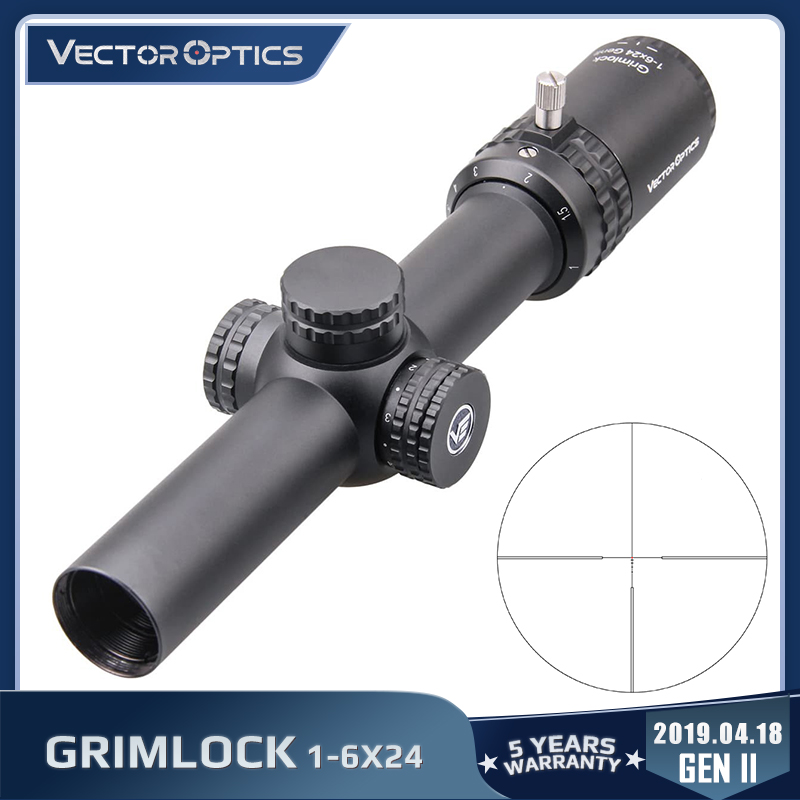 Vector Optics Gen2 Grimlock 1-6x24 BDC (MOA) Ballistic Reticle Rifle Scope Center Dot Illuminated CQB Riflescope .223 AR15 .308