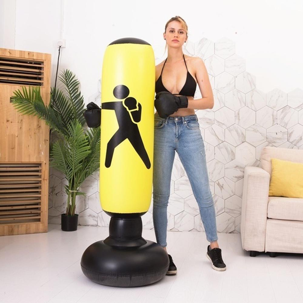 160cm Boxing Punching Bag Inflatable Free-Stand Tumbler Muay Thai Training Pressure Relief Bounce Back Sandbag with Air Pump