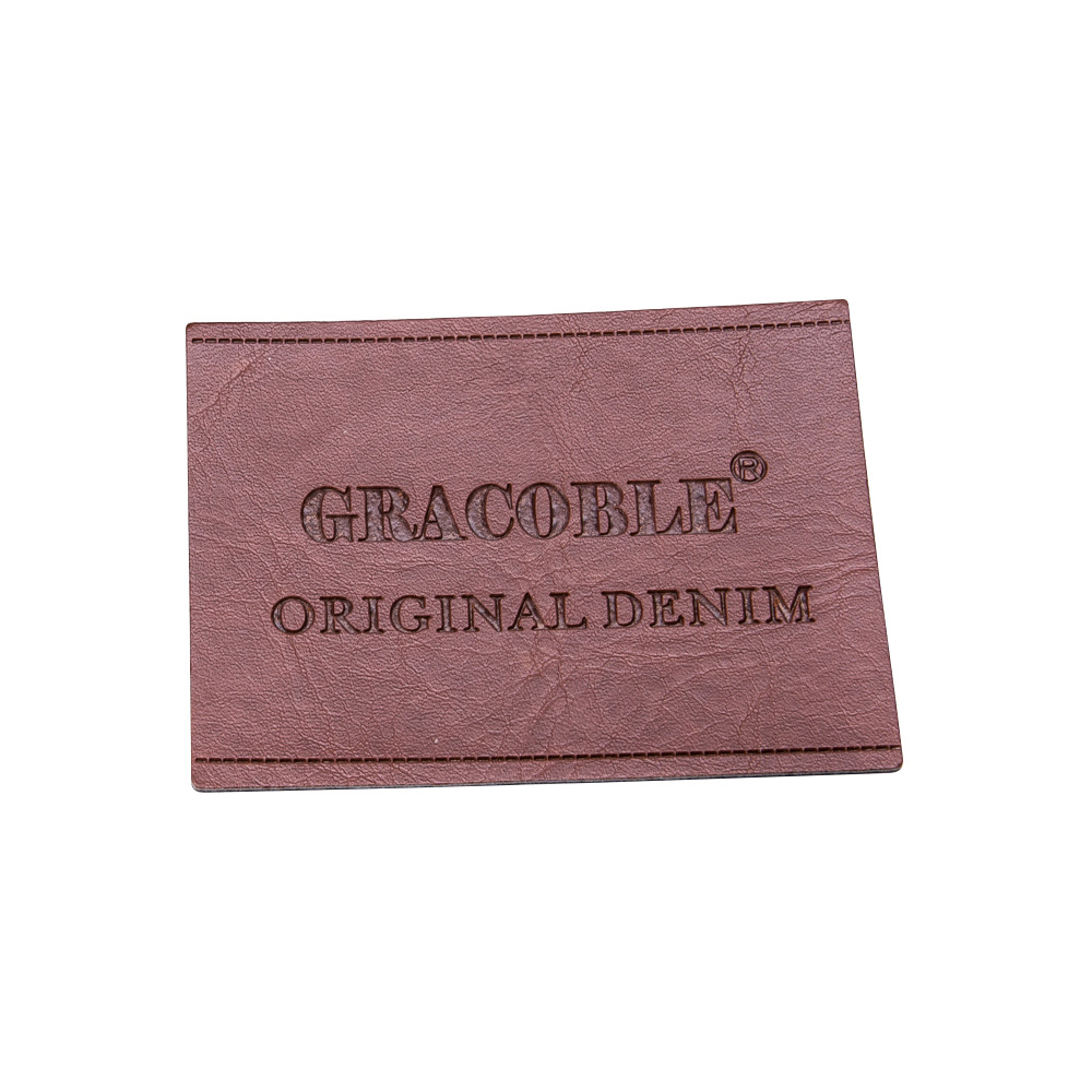 Custom Pu Leather Clothing Labels With Brand Name Customized Leather Garment Tag With Adhesive For Jeans Logo Label For Bag