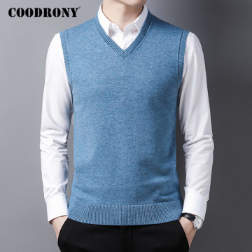 COODRONY Brand Sweater Men Autumn Winter Soft Warm Vest Men Clothing 2020 New Arrival Casual V-Neck Sleeveless Pull Homme C1165